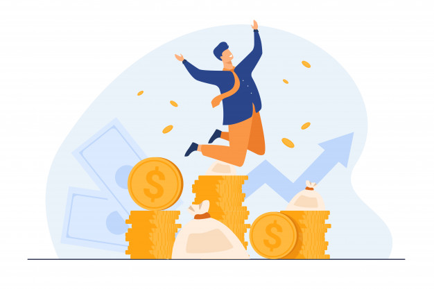 happy rich banker celebrating income growth 74855 5867